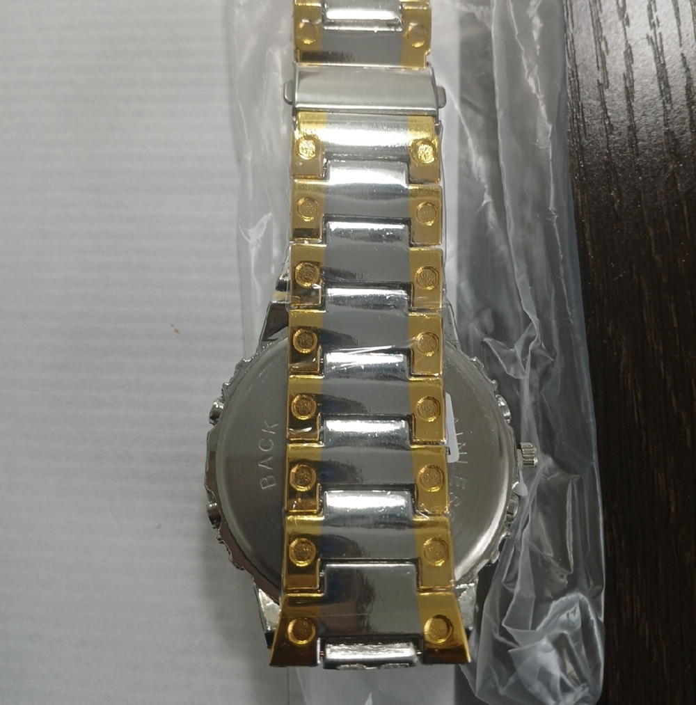Men's Two-Tone Gold & Silver Square Watch - Picture 5 of 5